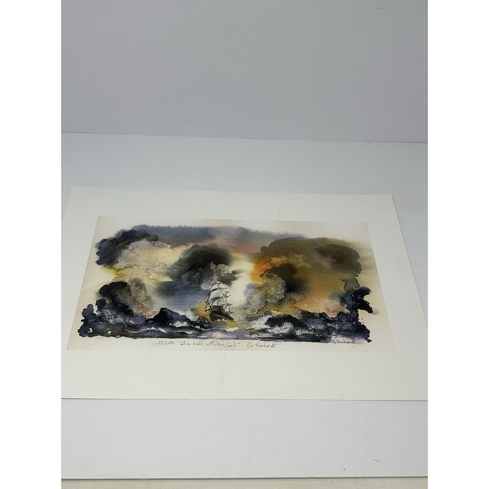 Vintage Artist Signed 25/1000 Watercolor Style Print "It Is Well With My Soul"